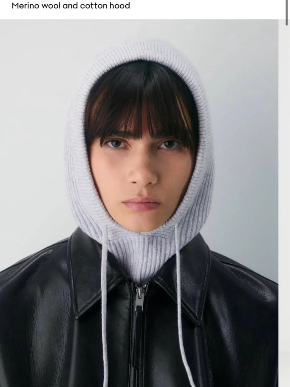 Aritzia Light Gray Ribbed Merino Wool Hood